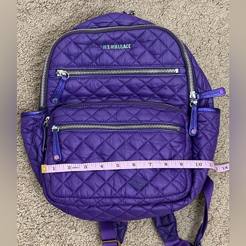 MZ Wallace Purple Amethyst Iridescent Quilted Small Crosby Backpack - Picture 8 of 8